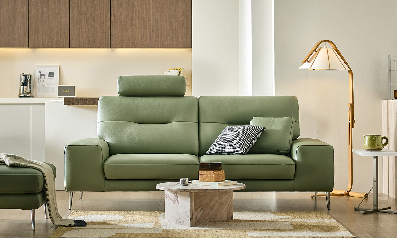 [Refurb Selection 40%] [리퍼브] 누보 3인 천연면피 소가죽 소파+스툴+헤드1개+쿠션1개