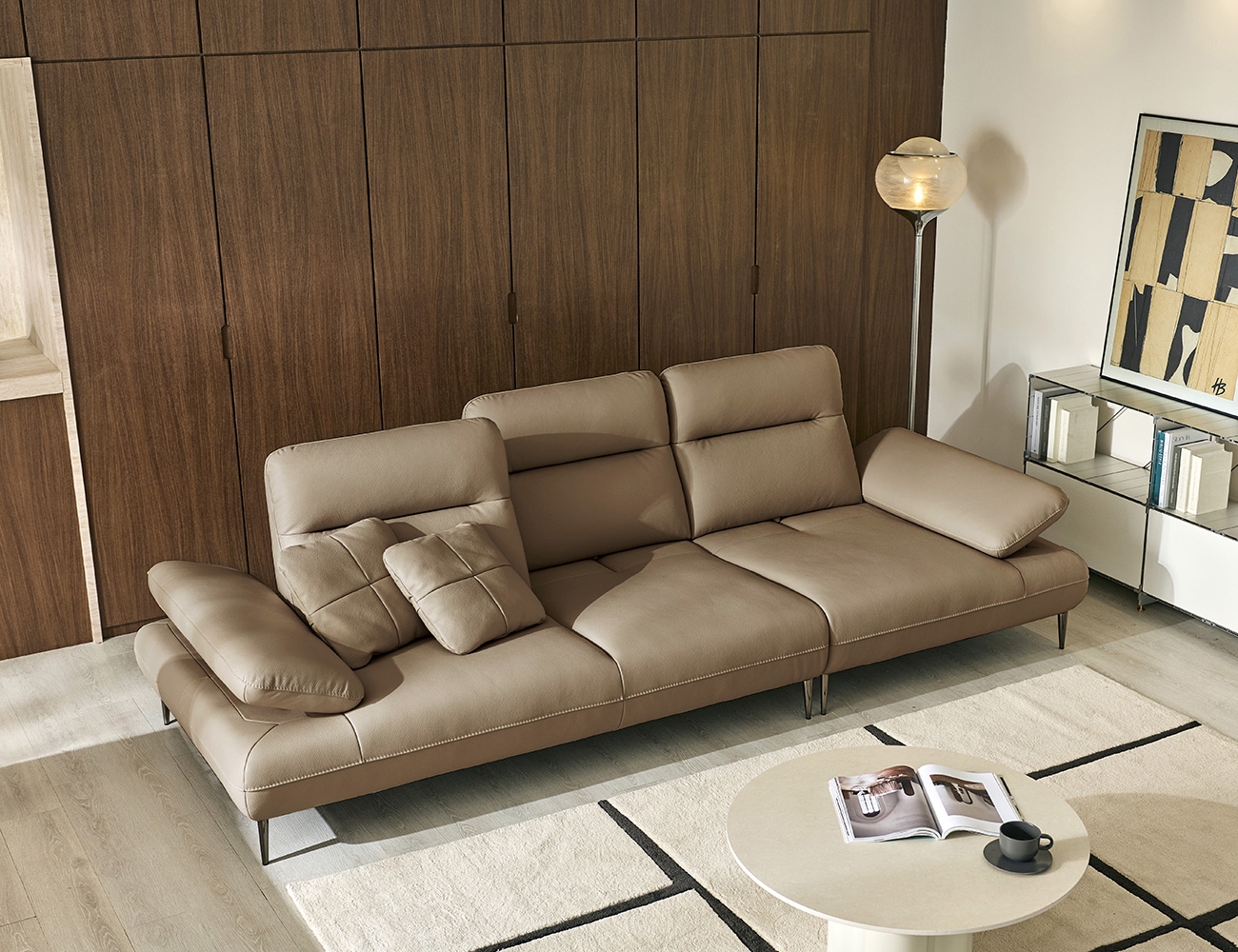 [Make Spring 23%] 레바 멀티 4인 기능성 천연면피 소가죽 소파(전측면가죽적용)+쿠션2개