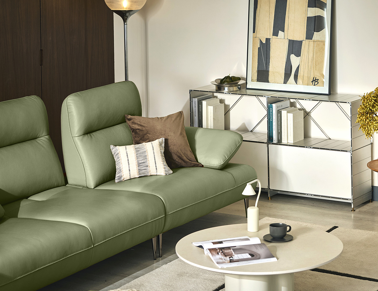 [Komo Day 17%] 레바 멀티 3.5인 기능성 천연면피 소가죽 소파(전측면가죽적용)+쿠션2개