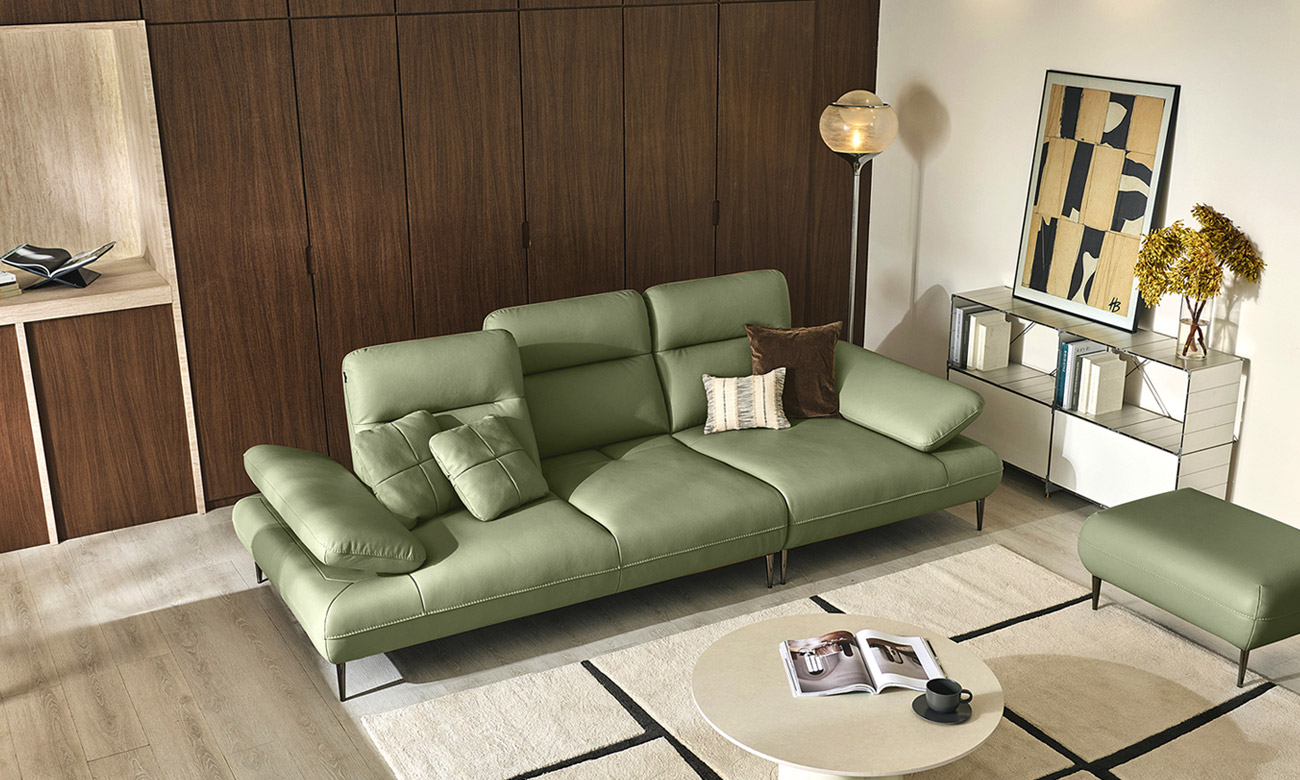 [CURATION 7%] 레바 멀티 3.5인 기능성 천연면피 소가죽 소파(전측면가죽적용)+쿠션2개