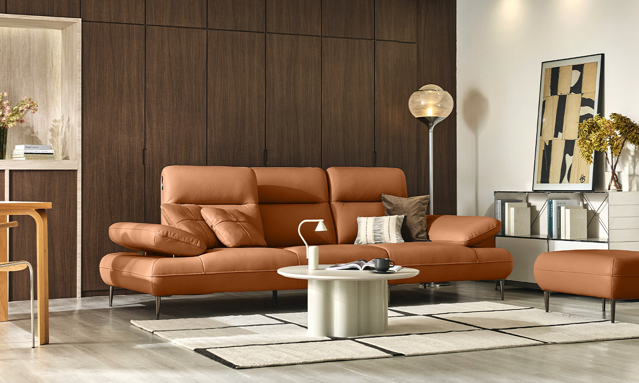 [Reva-lution 25%] 레바 3.5인 기능성 피아나 이태리 통가죽 천연면피 소가죽 소파(전측면가죽적용)+쿠션2개