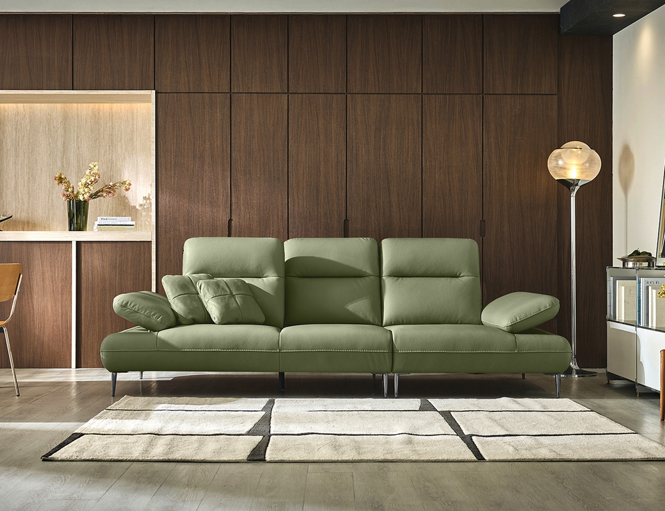 [Komo Day 17%] 레바 멀티 3.5인 기능성 천연면피 소가죽 소파(전측면가죽적용)+쿠션2개