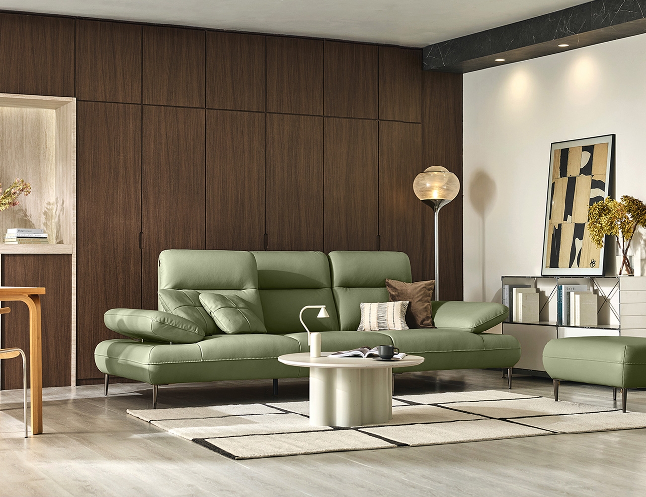 [Komo Day 17%] 레바 멀티 3.5인 기능성 천연면피 소가죽 소파(전측면가죽적용)+쿠션2개