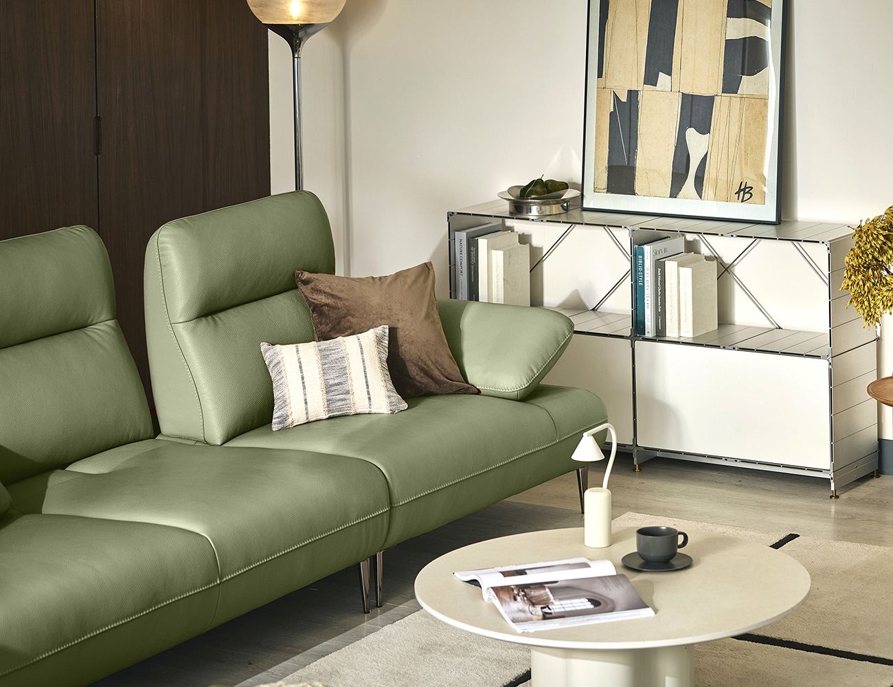 [Komo Day 17%] 레바 멀티 3.5인 기능성 천연면피 소가죽 소파(전측면가죽적용)+쿠션2개