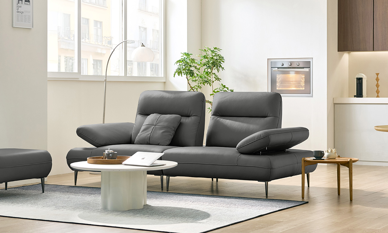 [CURATION 7%] 레바 멀티 3인 기능성 천연면피 소가죽 소파(전측면가죽적용)+쿠션1개