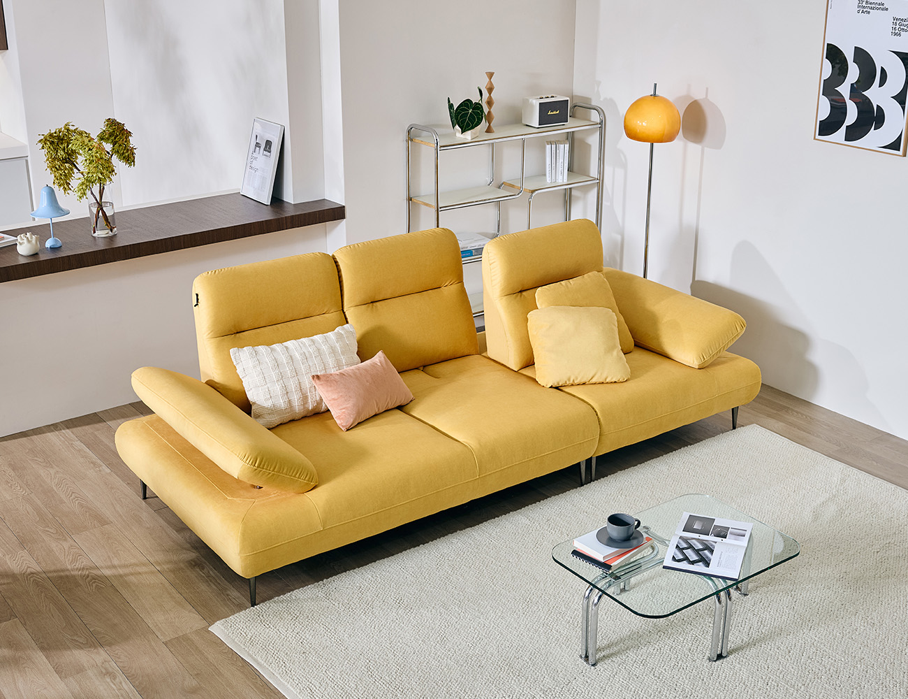 [Komo Day 17%] 레바 멀티 3.5인 기능성 젠위브 패브릭 소파+쿠션2개