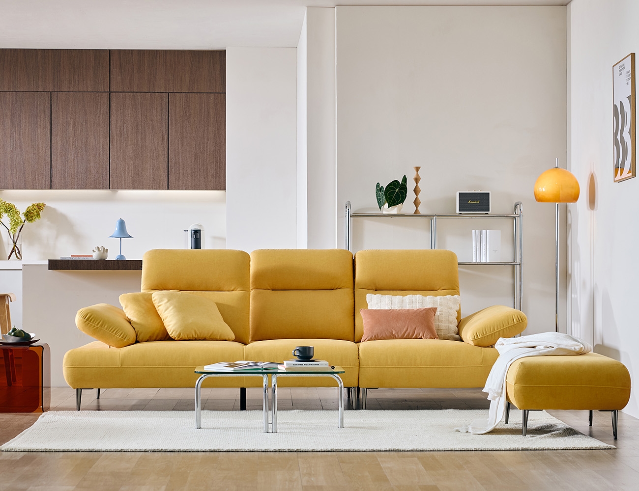 [Komo Day 17%] 레바 멀티 3.5인 기능성 젠위브 패브릭 소파+쿠션2개