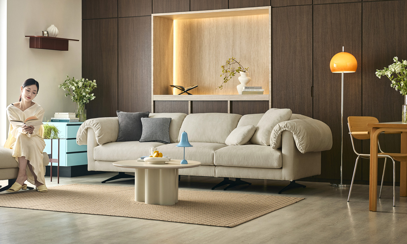 누아즈 3.5인 듀위브 패브릭 소파+쿠션2개