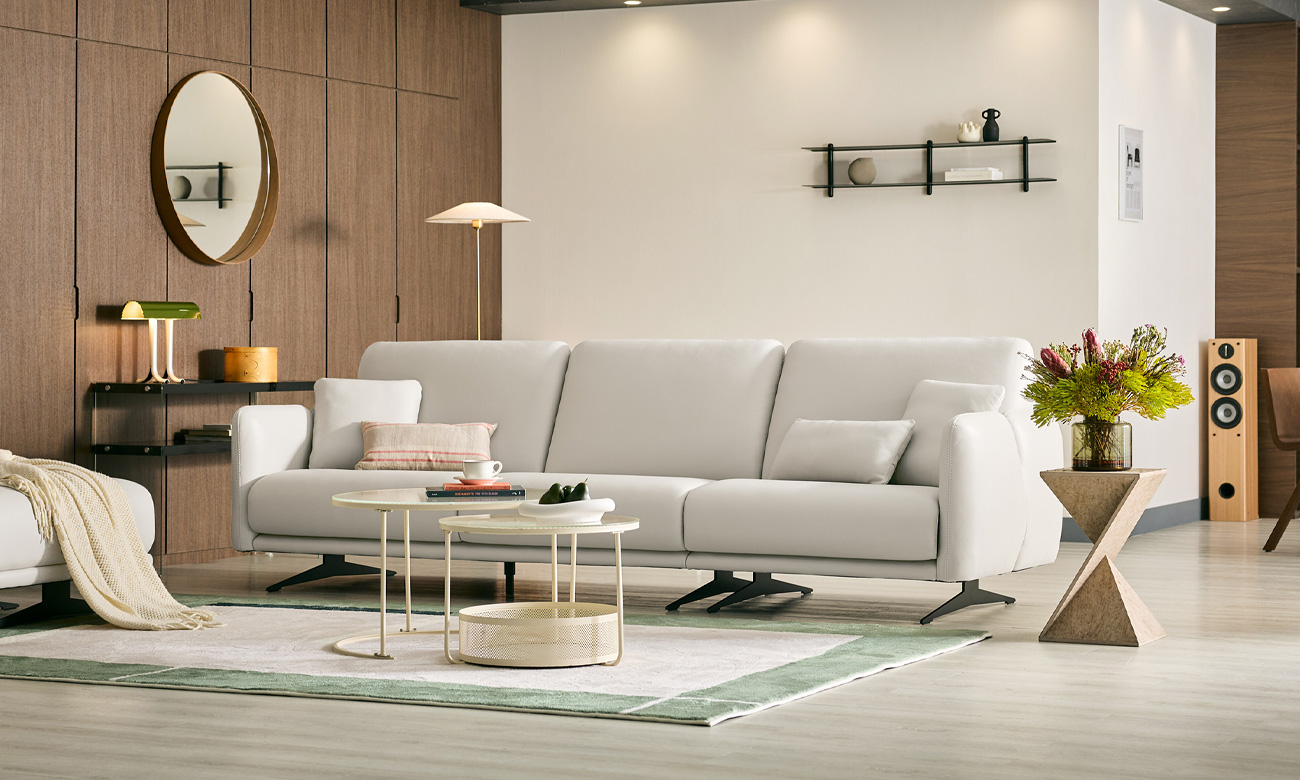 포멜로 4인 레체 이태리 천연면피 소가죽 소파(전측면가죽적용)+쿠션2개