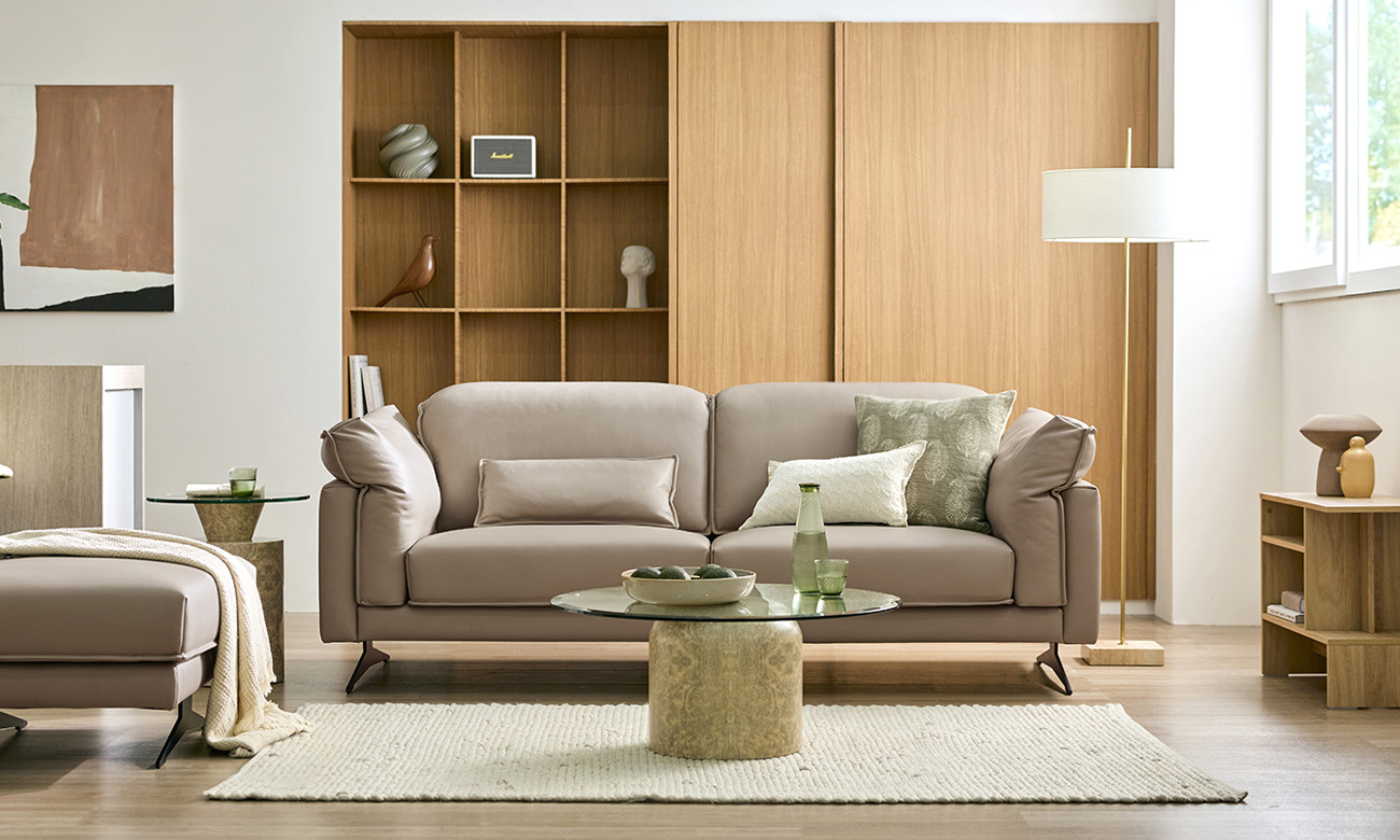 모슈 3인 레체 이태리 천연면피 소가죽 소파(전측면가죽적용)+쿠션1개