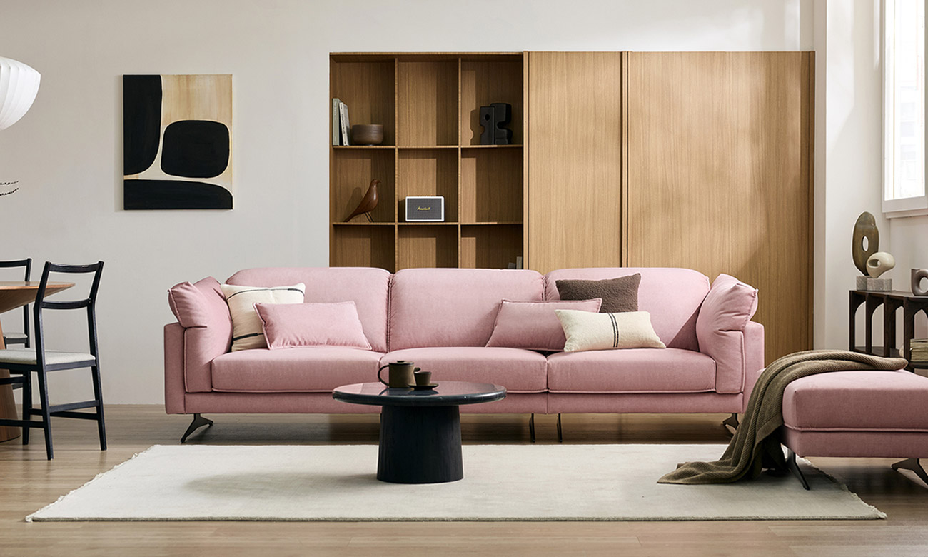 모슈 4인 젠위브 패브릭 소파+쿠션2개