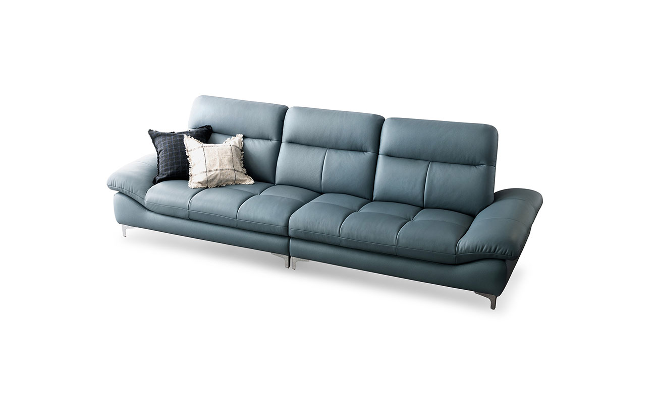 [Refurb Selection 30%] [리퍼브] 에비뉴엘 4인 천연면피 소가죽 소파 (블랙/낮은스틸다리)