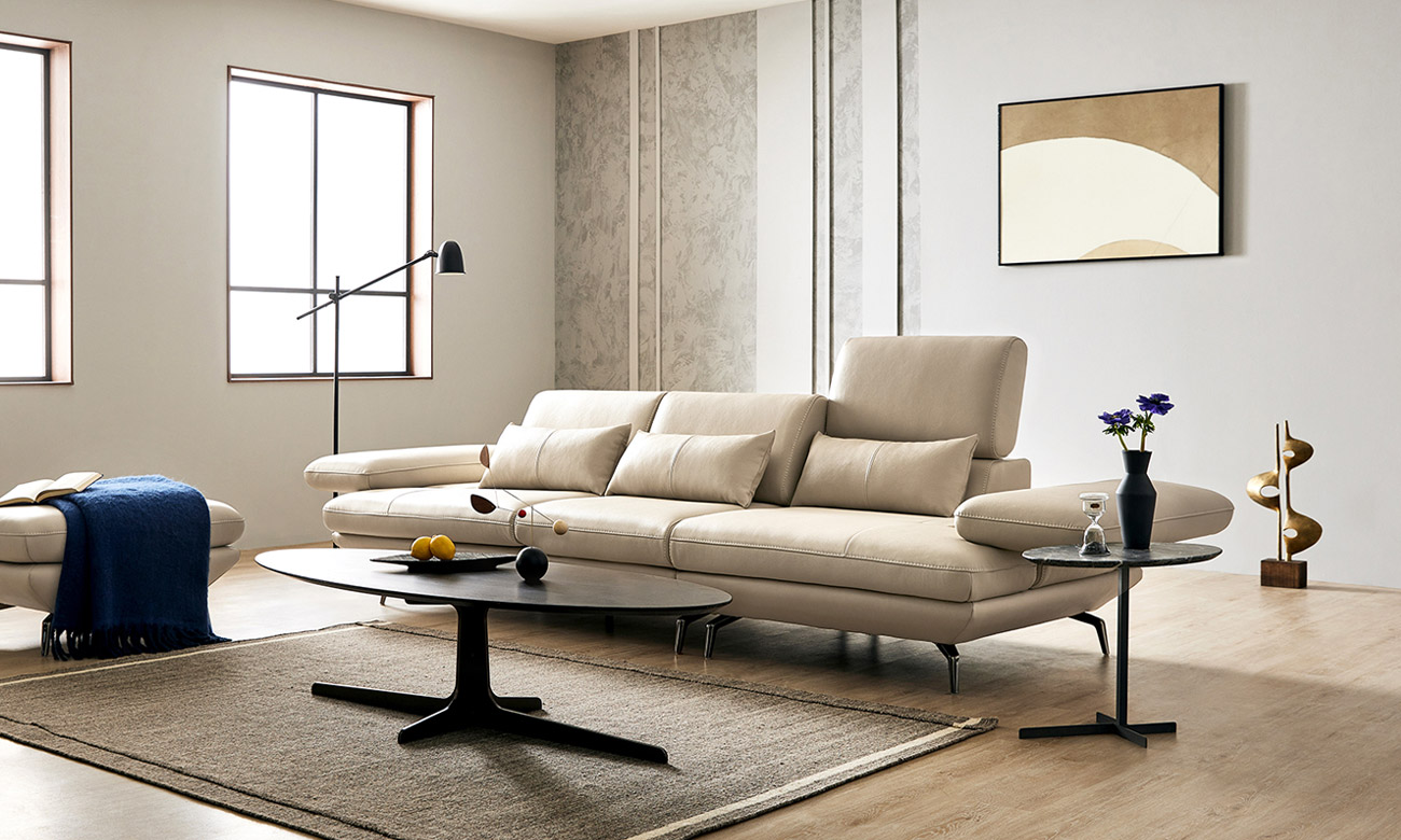 [Refurb Selection 30%] [리퍼브] 비안나 하이 3.5인 기능성 슈렁큰 천연면피 소가죽 소파+쿠션3개 (카키그린)