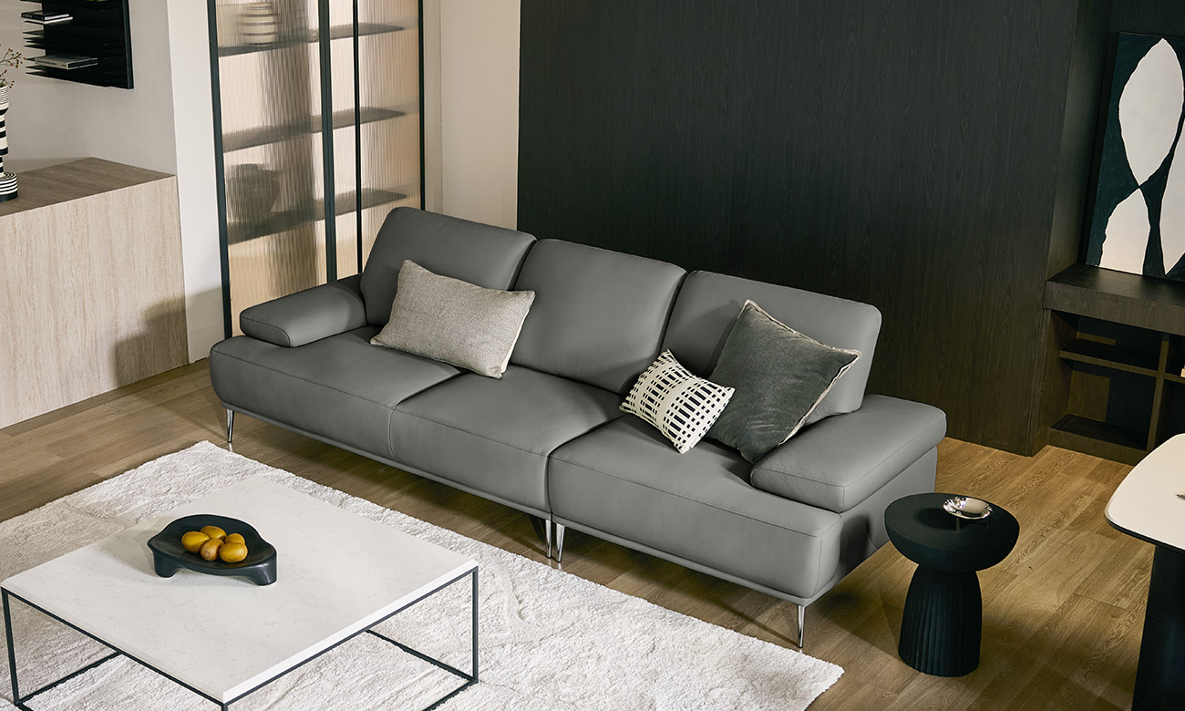 에멜 3.5인 천연면피 소가죽 소파