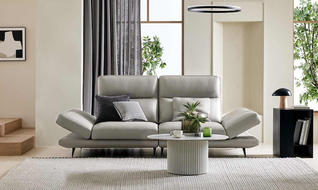 [Refurb Selection 30%] [리퍼브] 시그니처 스윙 3인 기능성 럭스 통가죽 천연면피 소가죽 소파+쿠션1개 (카키그린)