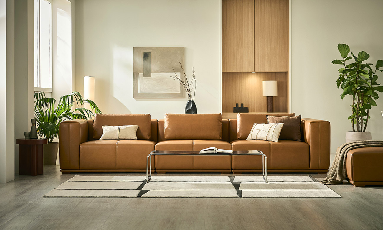 함부르크 4인 룩세노 이태리 아닐린 내추럴 천연면피 소가죽 소파(전체가죽적용)+쿠션3개