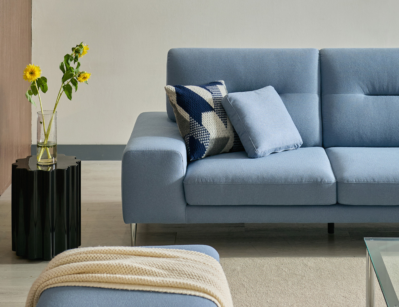 누보 4인 데이위브 패브릭 소파+쿠션2개