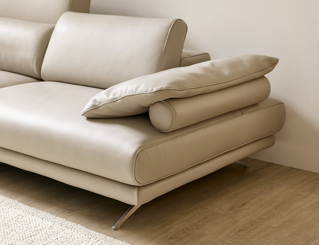 폰토 하이 3인 기능성 비텔로 통가죽 슈렁큰 소가죽 소파(전체가죽적용)+쿠션3개