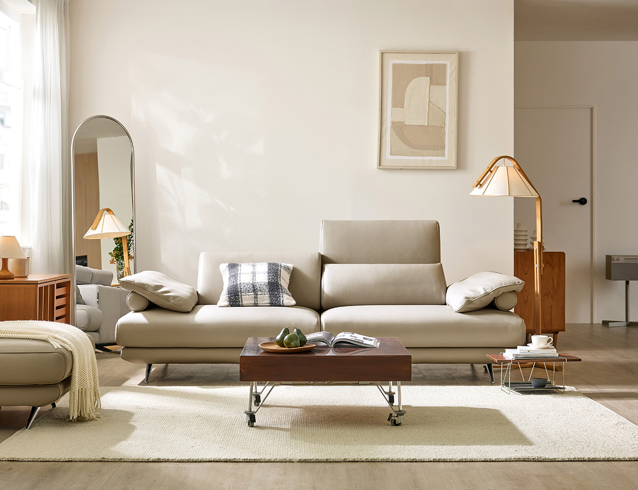 폰토 하이 3인 기능성 비텔로 통가죽 슈렁큰 소가죽 소파(전체가죽적용)+쿠션3개