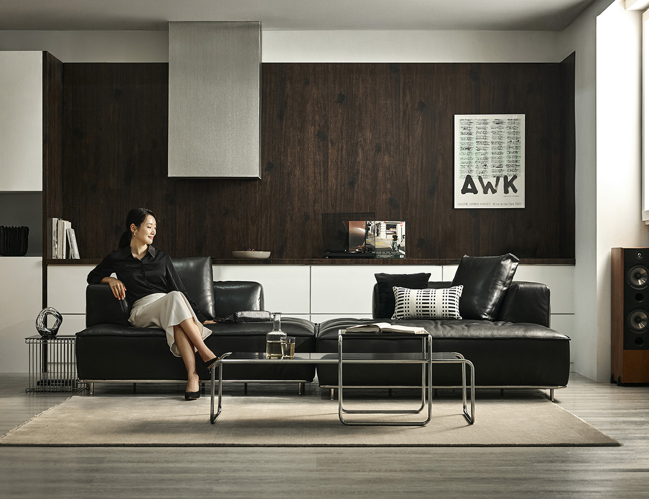 도미노 4인 반카우치형 룩세노 이태리 아닐린 내추럴 천연면피 소가죽 소파(전체가죽적용)+쿠션2개