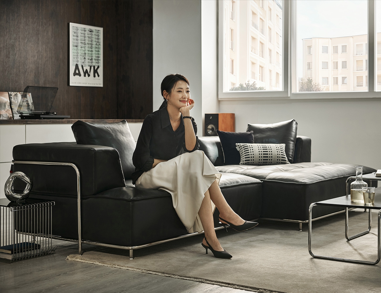 도미노 4인 반카우치형 룩세노 이태리 아닐린 내추럴 천연면피 소가죽 소파(전체가죽적용)+쿠션2개