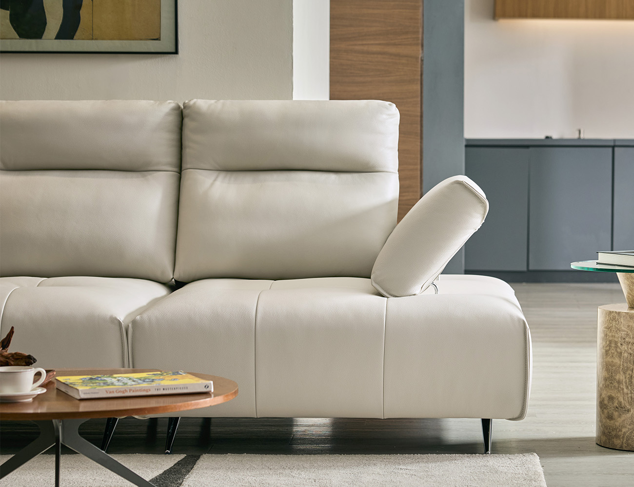 브래뉴 컴팩트 4인 기능성 슈렁큰 천연면피 소가죽 소파(전체가죽적용)+쿠션2개