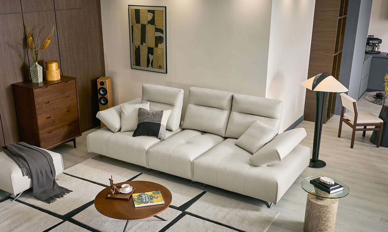 브래뉴 컴팩트 4인 기능성 슈렁큰 천연면피 소가죽 소파(전체가죽적용)+쿠션2개