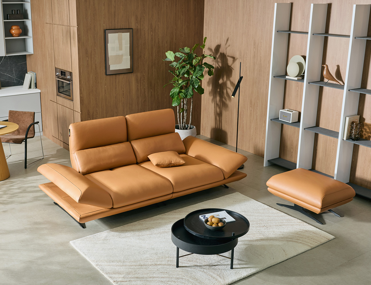 라피오 스윙 3인 기능성 레체 이태리 천연면피 소가죽 소파(전체가죽적용)+쿠션1개