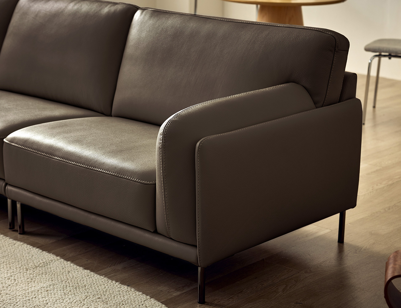 소플리움 3.5인 비텔로 통가죽 슈렁큰 천연면피 소가죽 소파(전측면가죽적용)+쿠션3개