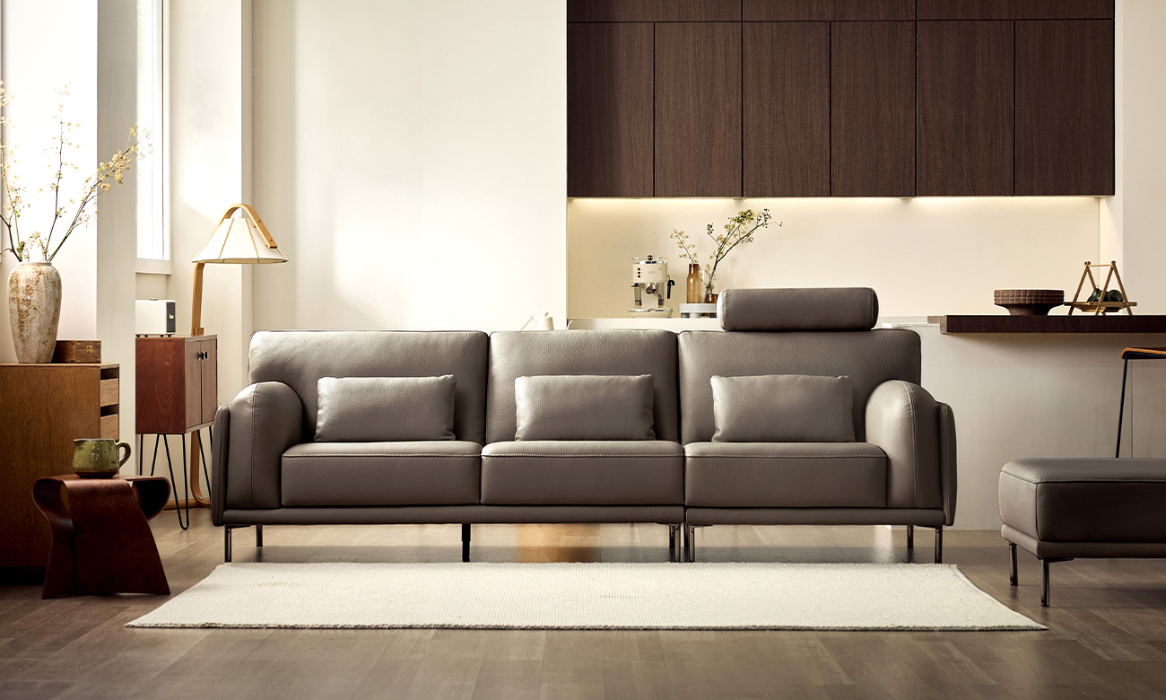 소플리움 3.5인 비텔로 통가죽 슈렁큰 천연면피 소가죽 소파(전측면가죽적용)+쿠션3개