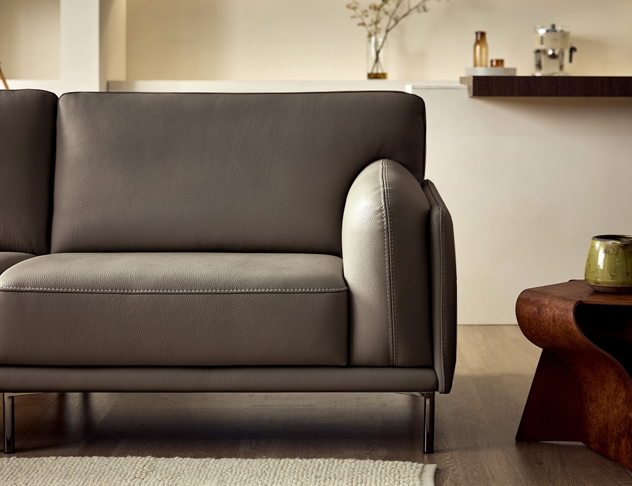 소플리움 3.5인 비텔로 통가죽 슈렁큰 천연면피 소가죽 소파(전측면가죽적용)+쿠션3개