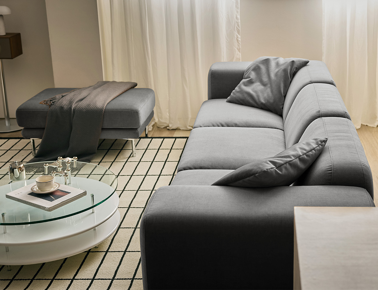 벨루떼 4인 젠위브 패브릭 소파+쿠션2개