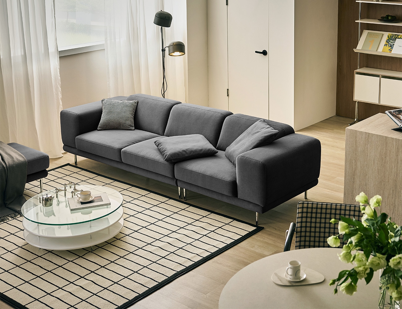 벨루떼 4인 젠위브 패브릭 소파+쿠션2개