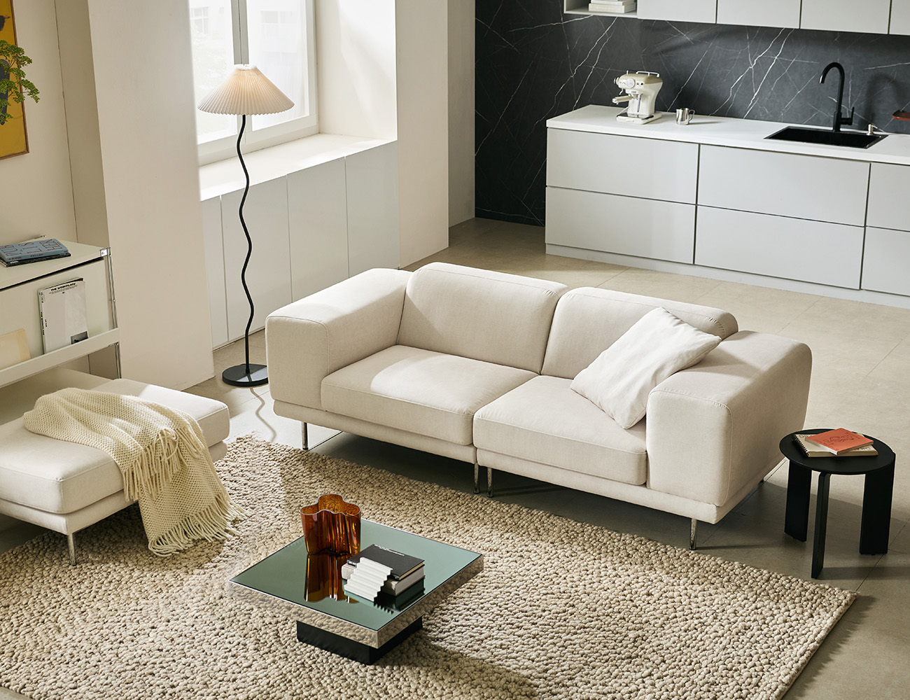 벨루떼 3인 젠위브 패브릭 소파+쿠션1개