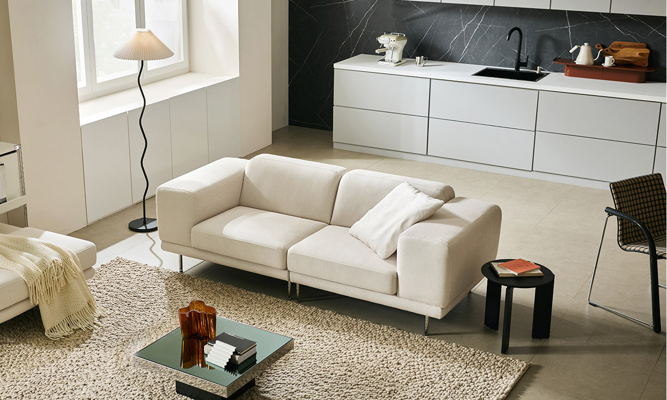 벨루떼 3인 젠위브 패브릭 소파+쿠션1개