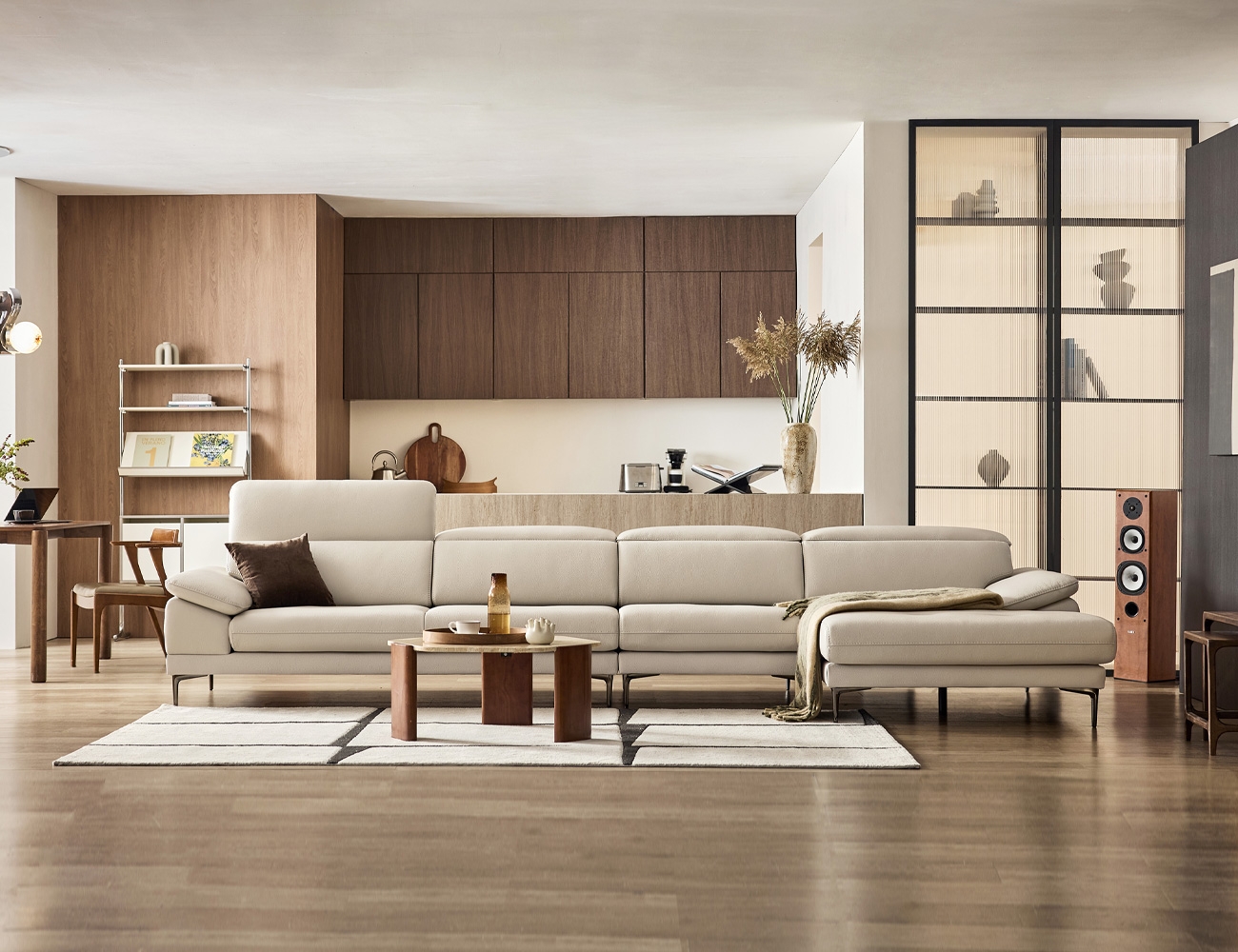 로세티 6인 카우치형 기능성 럭스 통가죽 천연면피 소가죽 소파