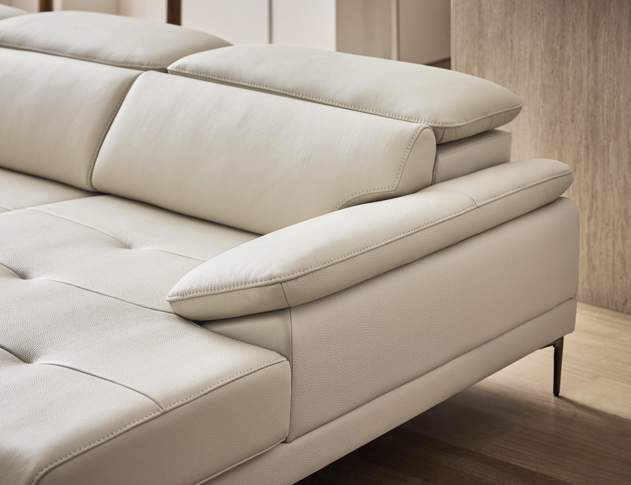 로세티 6인 카우치형 기능성 럭스 통가죽 천연면피 소가죽 소파