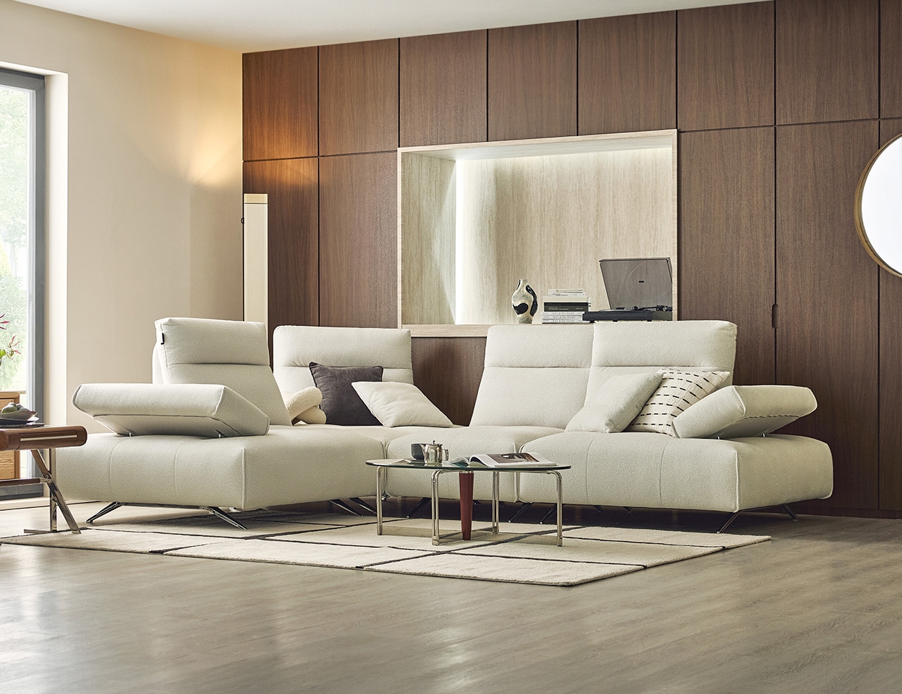 브래뉴 4인 코너형 기능성 루위브 패브릭 소파+쿠션2개