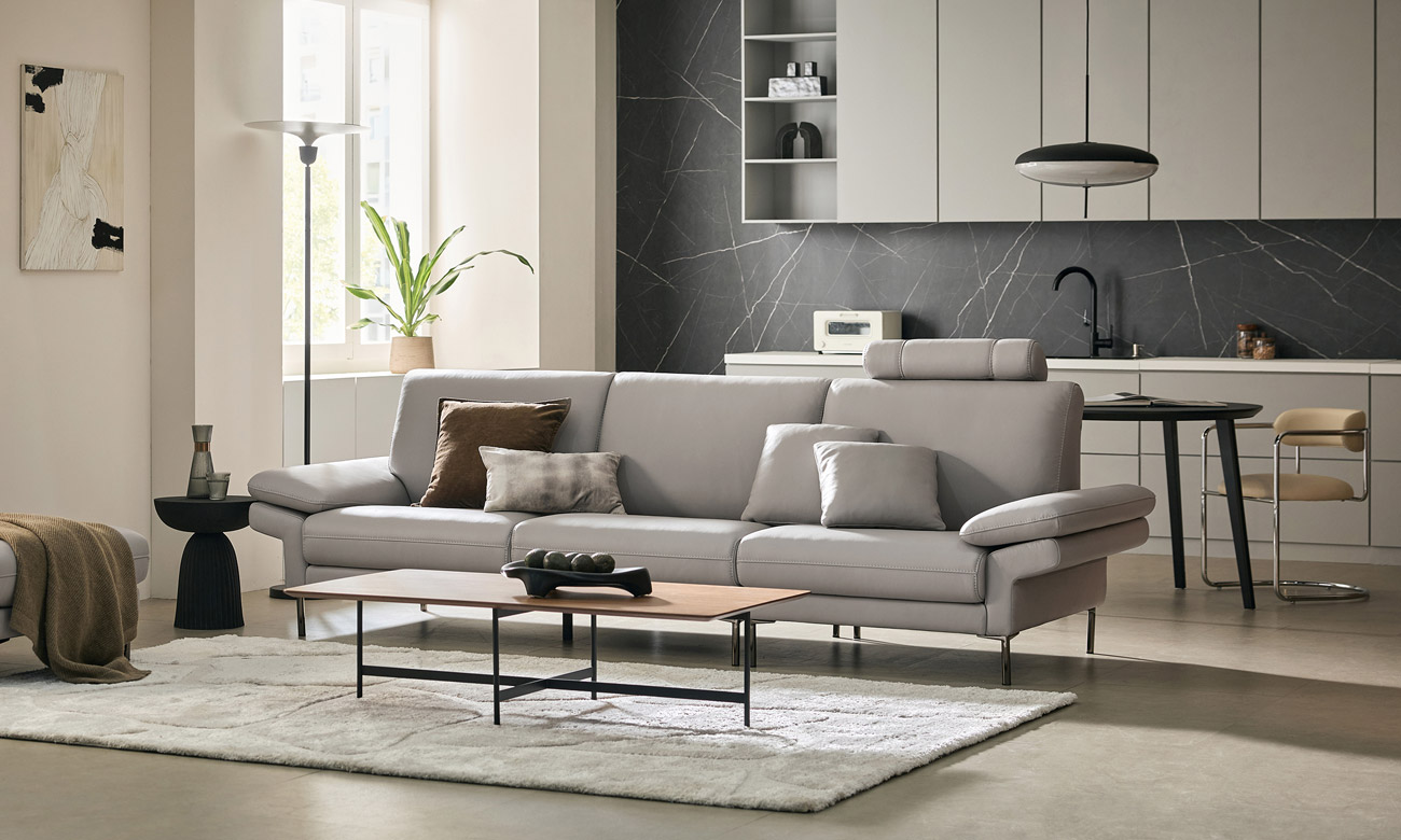 카시아II 4인 도나 천연면피 소가죽 소파(전측면가죽적용)+쿠션2개