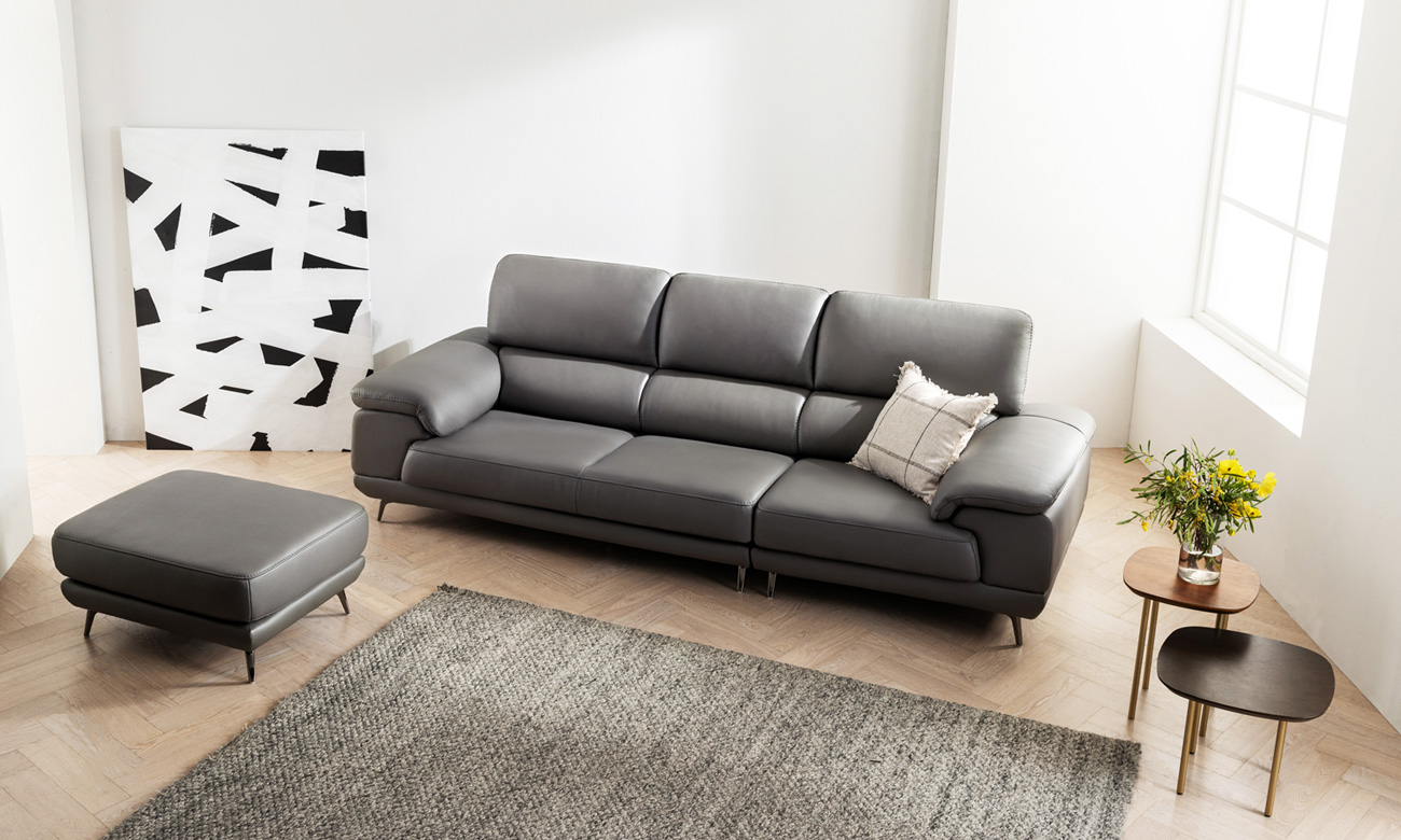 [Refurb Selection 30%] [리퍼브] 베니 3.5인 천연면피 소가죽 소파 (라떼)