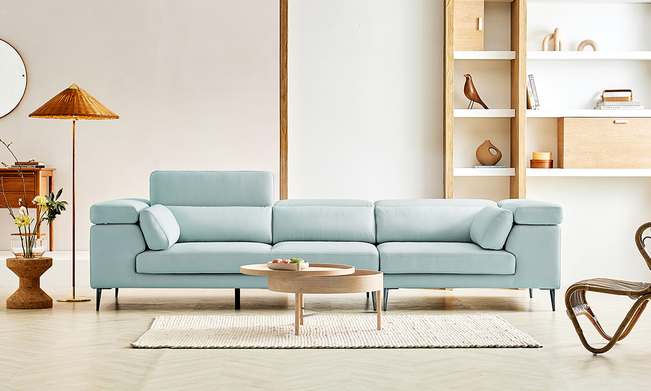 [NEW LINE-UP 10%] 바치오&nbsp;4인 기능성 슈렁큰 천연면피 소가죽 소파