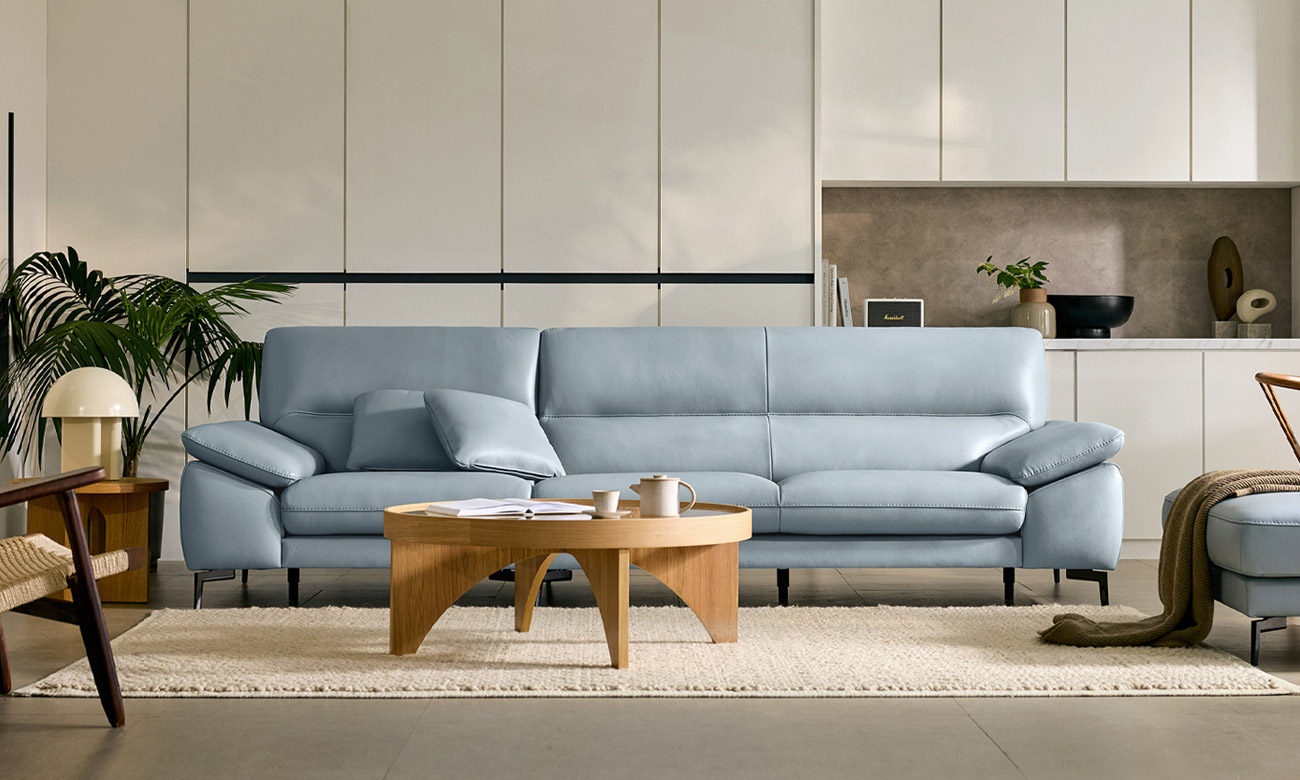 코니 4인 라메나 천연면피 소가죽 소파(전체가죽적용)+쿠션2개