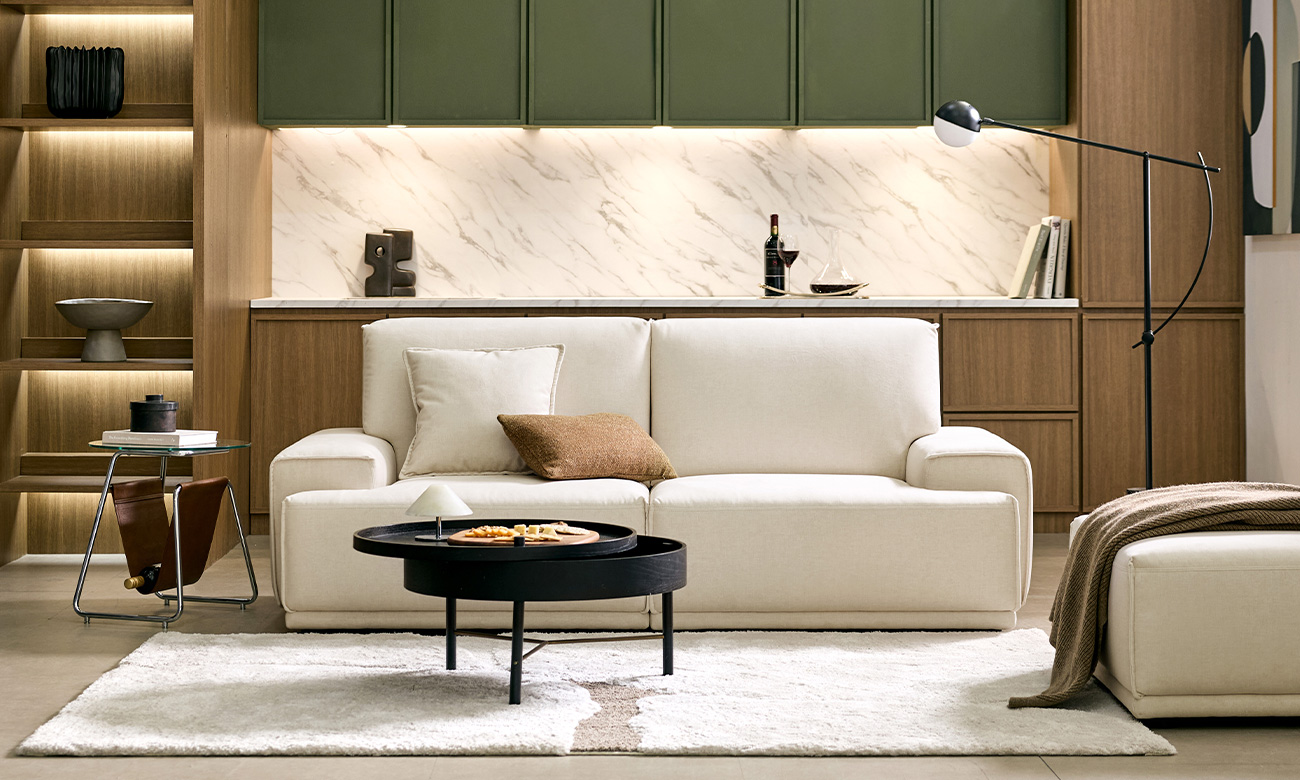 도에브 모듈 3인 젠위브 패브릭 소파+쿠션1개