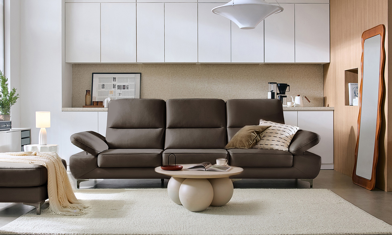 [NEW LINE-UP 10%] 플룸 3.5인 기능성 천연면피 소가죽 소파