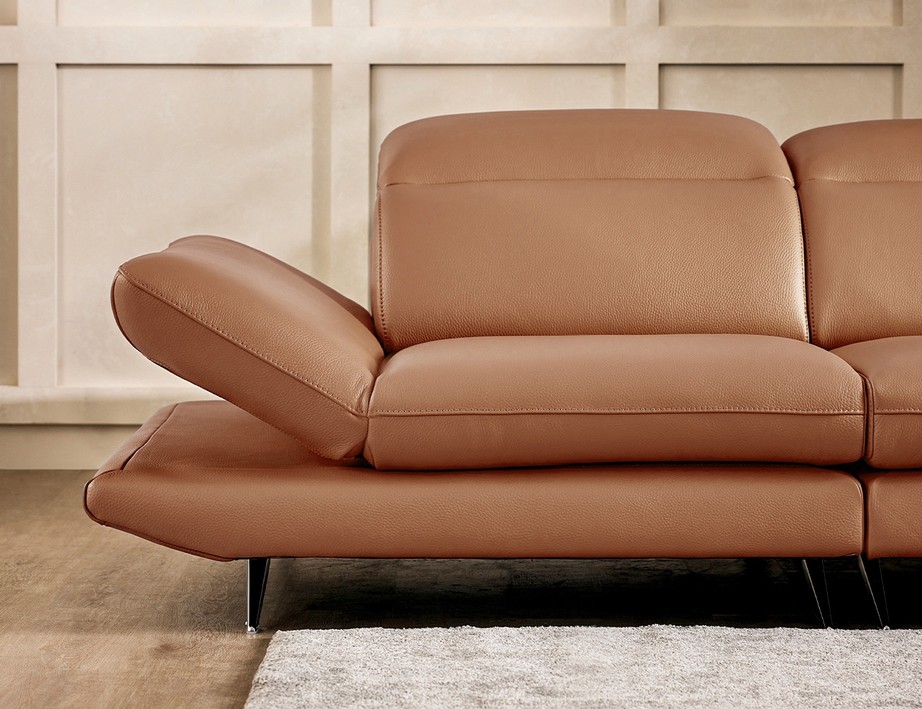 [Make Spring 23%] 아빌라 와이드 3.5인 기능성 럭스 통가죽 천연면피 소가죽 소파(전측면가죽적용)+쿠션2개