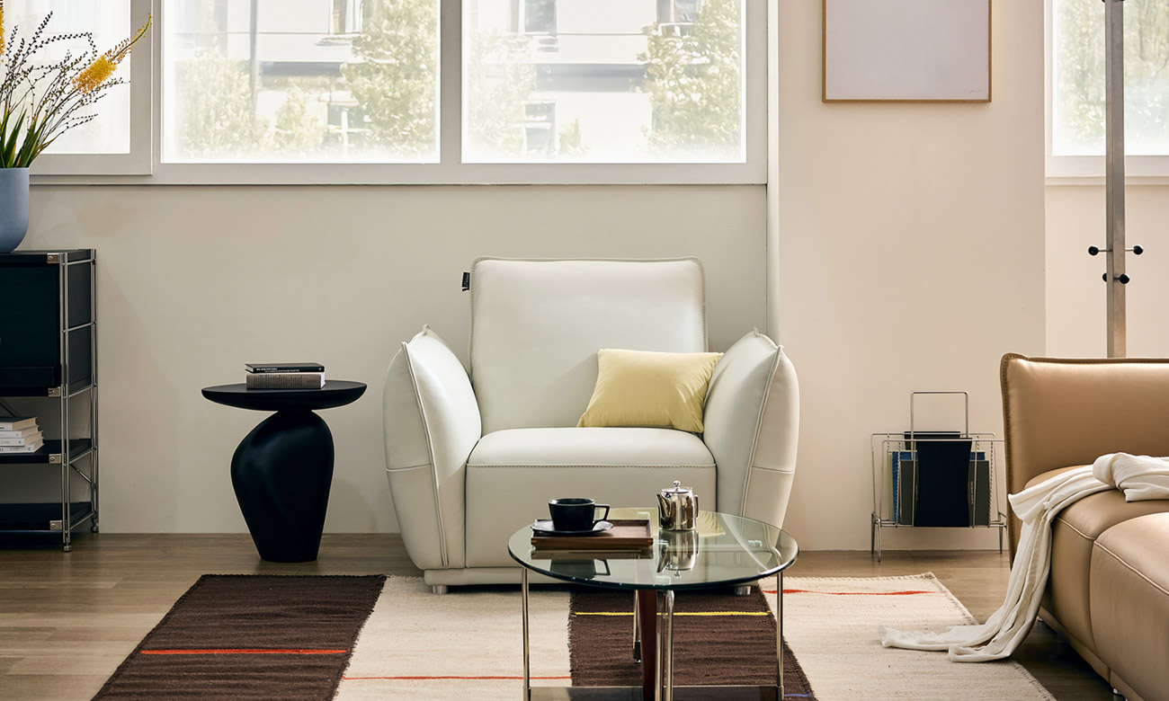 뷔뉴 1인 라메나 천연면피 소가죽 소파(전체가죽적용)