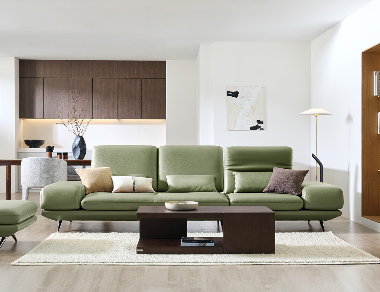 [Make Spring 23%] 플로브 스윙 4인 기능성 천연면피 소가죽 소파(전측면가죽적용)+쿠션3개