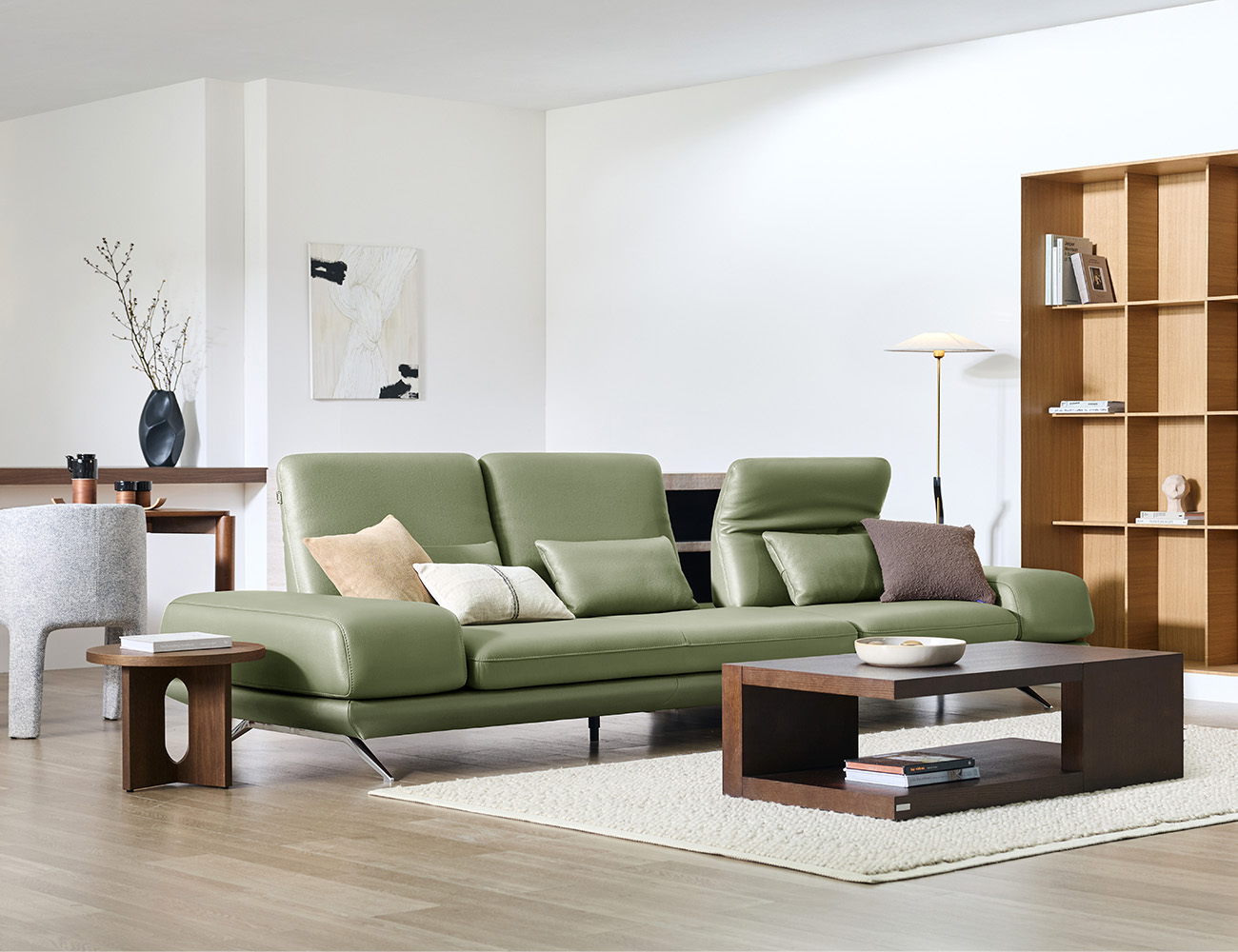 [Make Spring 23%] 플로브 스윙 4인 기능성 천연면피 소가죽 소파(전측면가죽적용)+쿠션3개