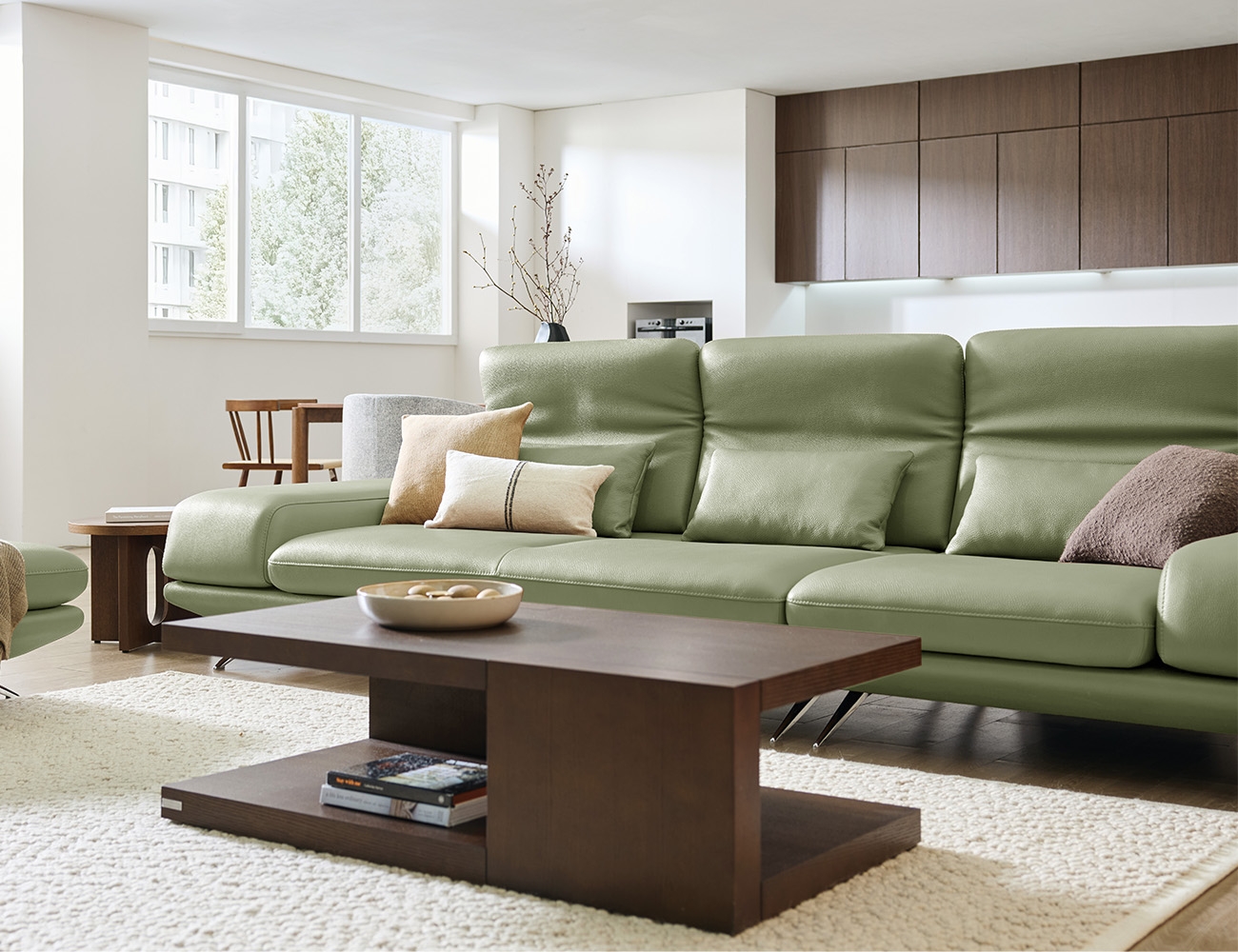 [Make Spring 23%] 플로브 스윙 4인 기능성 천연면피 소가죽 소파(전측면가죽적용)+쿠션3개