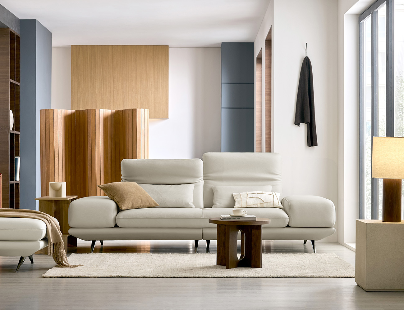 [Komo Day 17%] 플로브 스윙 3.5인 기능성 천연면피 소가죽 소파(전측면가죽적용)+쿠션2개